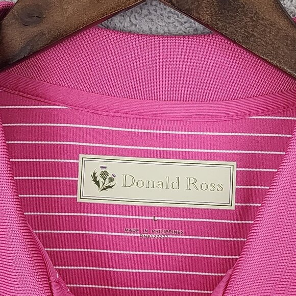 Donald Ross Mens Pink Striped Golf Polo Shirt Size XL 100% Polyester 30GT - Picture 4 of 7